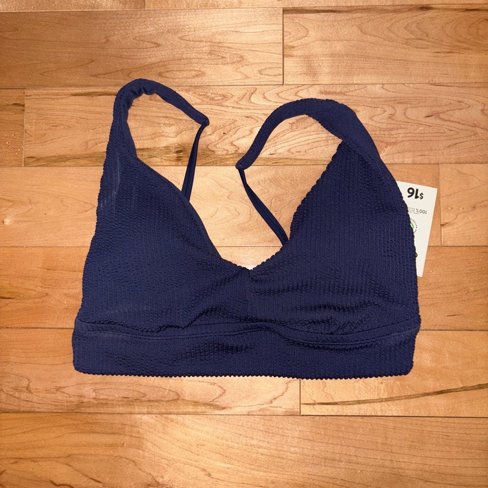 Navy Blue Textured Bathing suit top